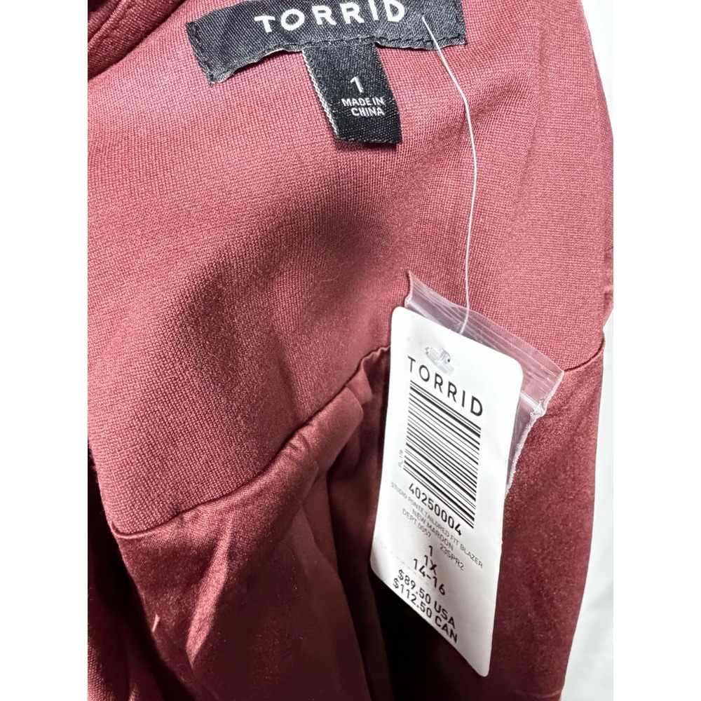 Torrid Studio Luxe Ponte Blazer 1X Red Stretch Tailored Career Jacket - Picture 12 of 13